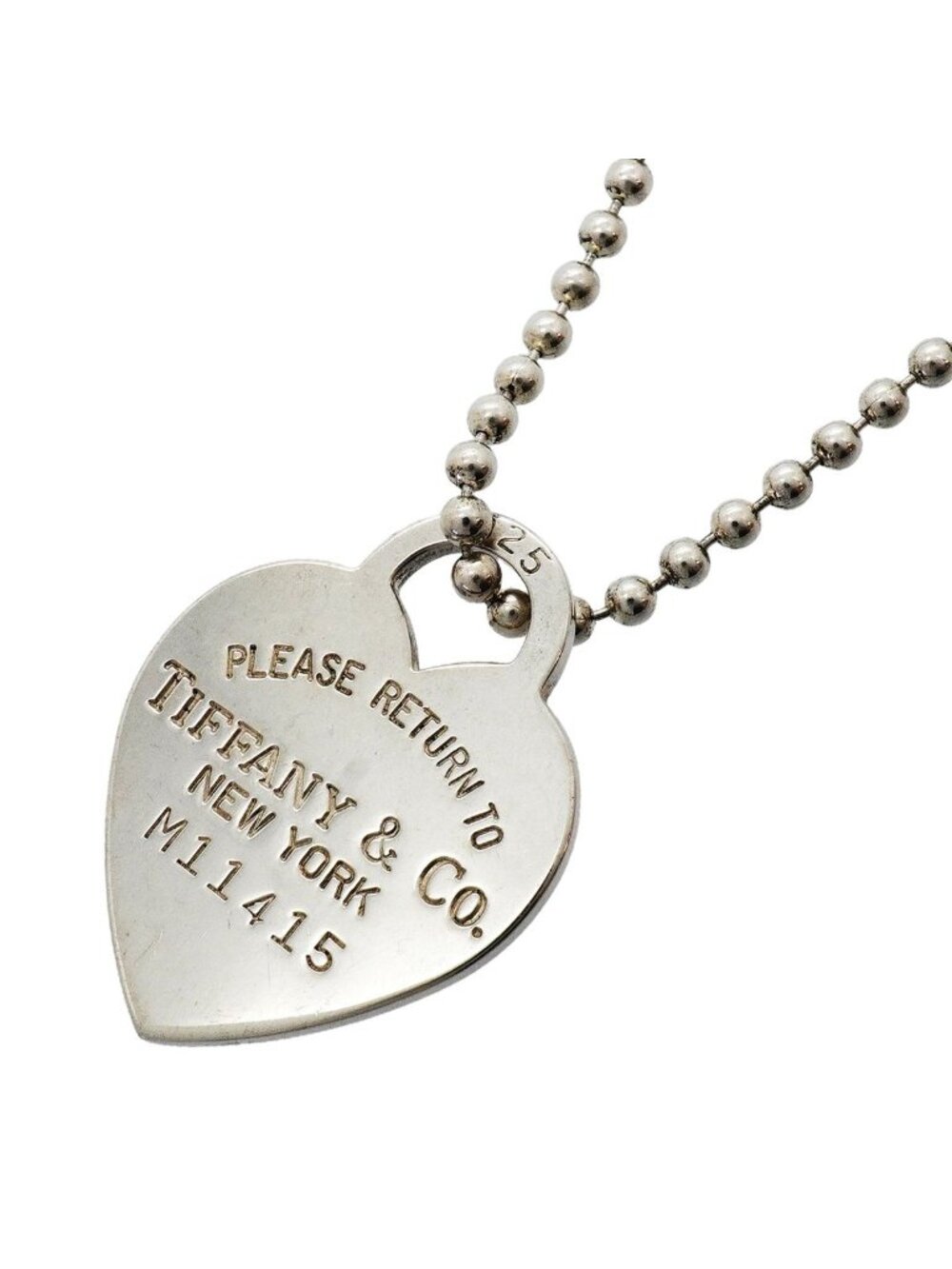 Tiffany & Co Necklace Return to Tiffany Heart Ball Chain 925 Sterling Silver